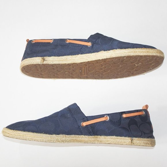 Coach Mellow Blue Canvas Espadrille Flats 9 - Picture 2 of 10